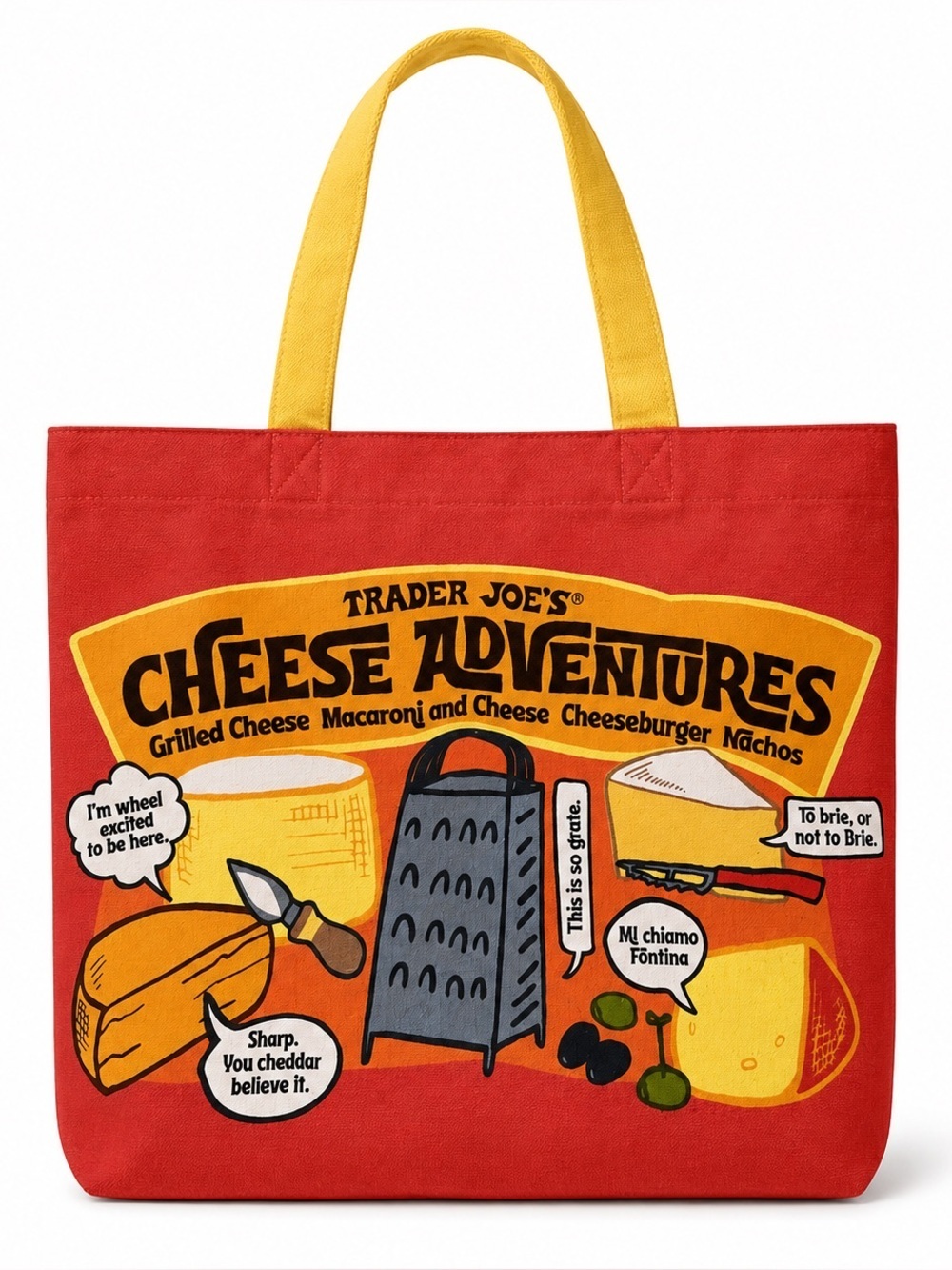 NEW Trader Joe’s Reusable Tote Bag Bundle (2) - Cheese - Picture 1 of 16